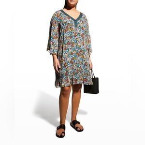 Divina Floral-Print Tunic Dress Size 1X Johnny Was